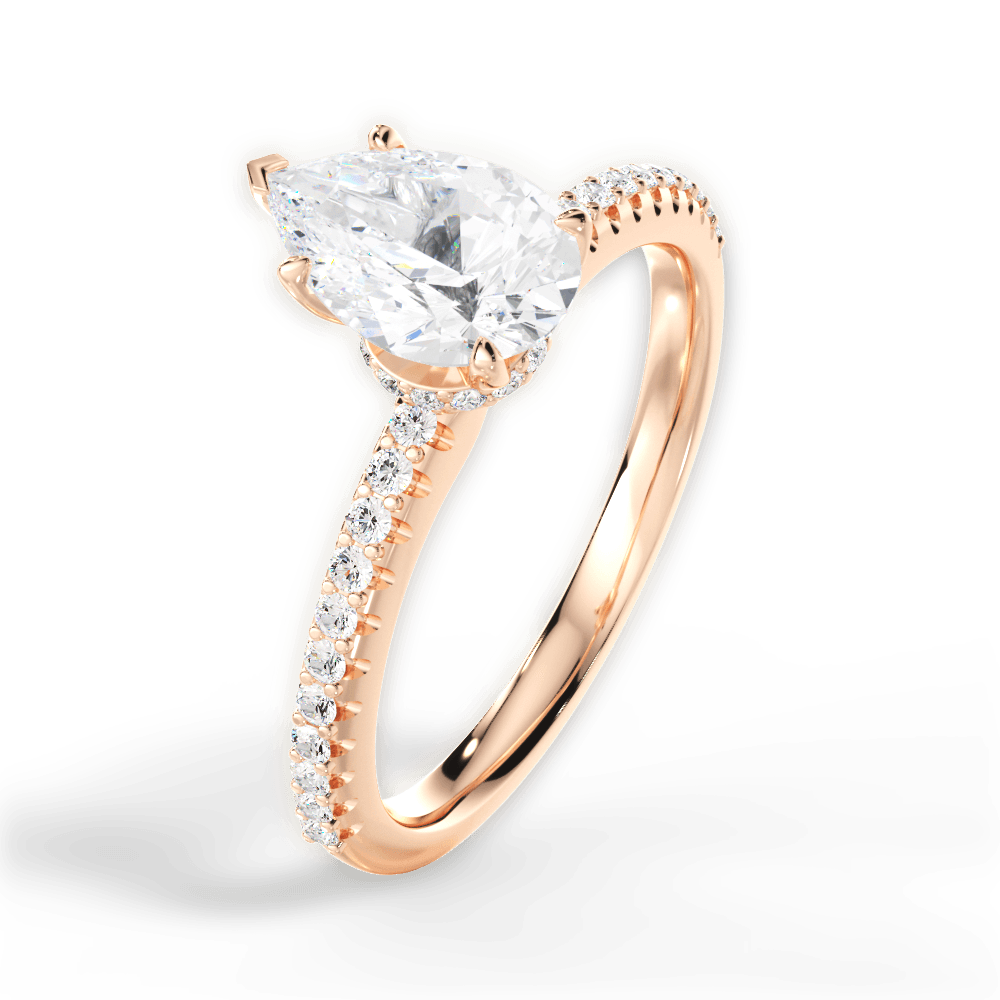 Giselle Pear Cut Lab Grown Diamond 18Kt Rose Gold Engagement Ring - View 2