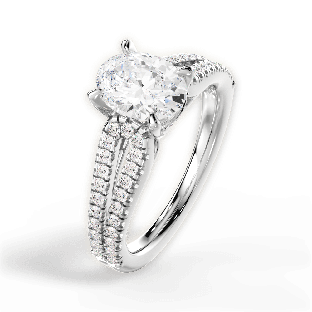 Jessica Oval Cut Lab Grown Diamond 14Kt White Gold Engagement Ring - View 2