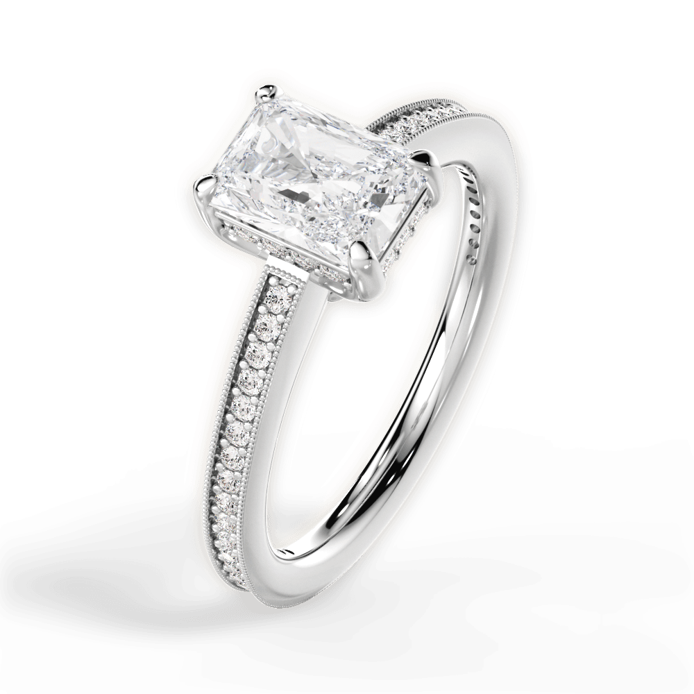 Janet Radiant Cut Lab Grown Diamond Platinum Engagement Ring - View 3