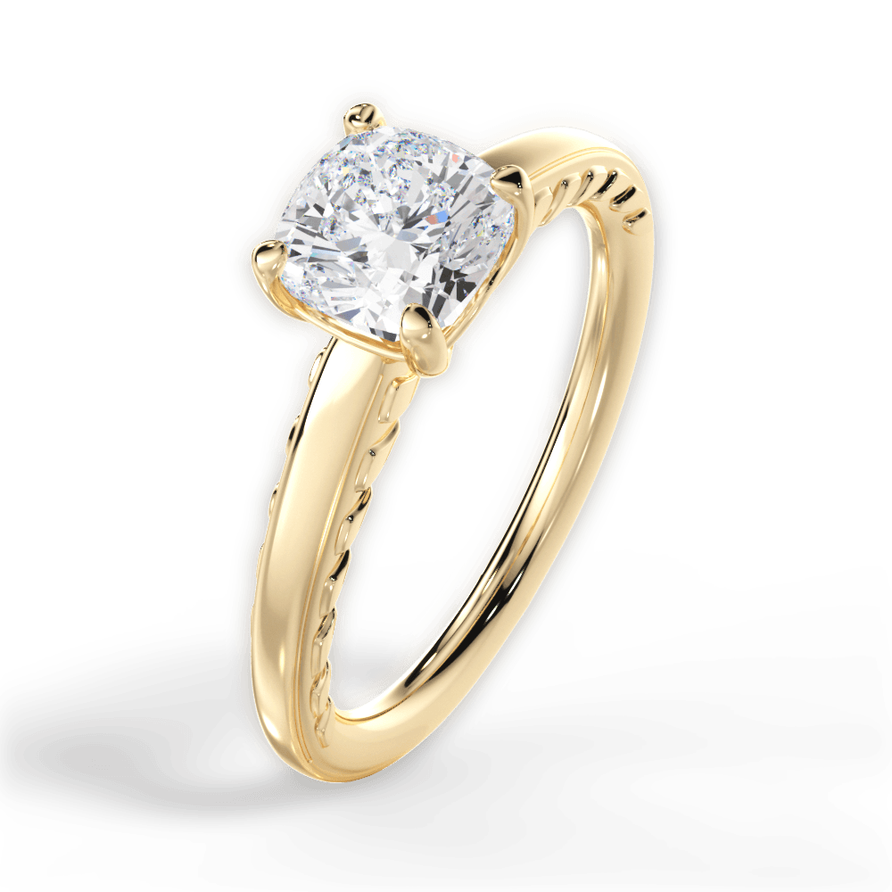 Annette Cushion Cut Lab Grown Diamond 18Kt Yellow Gold Engagement Ring - View 2