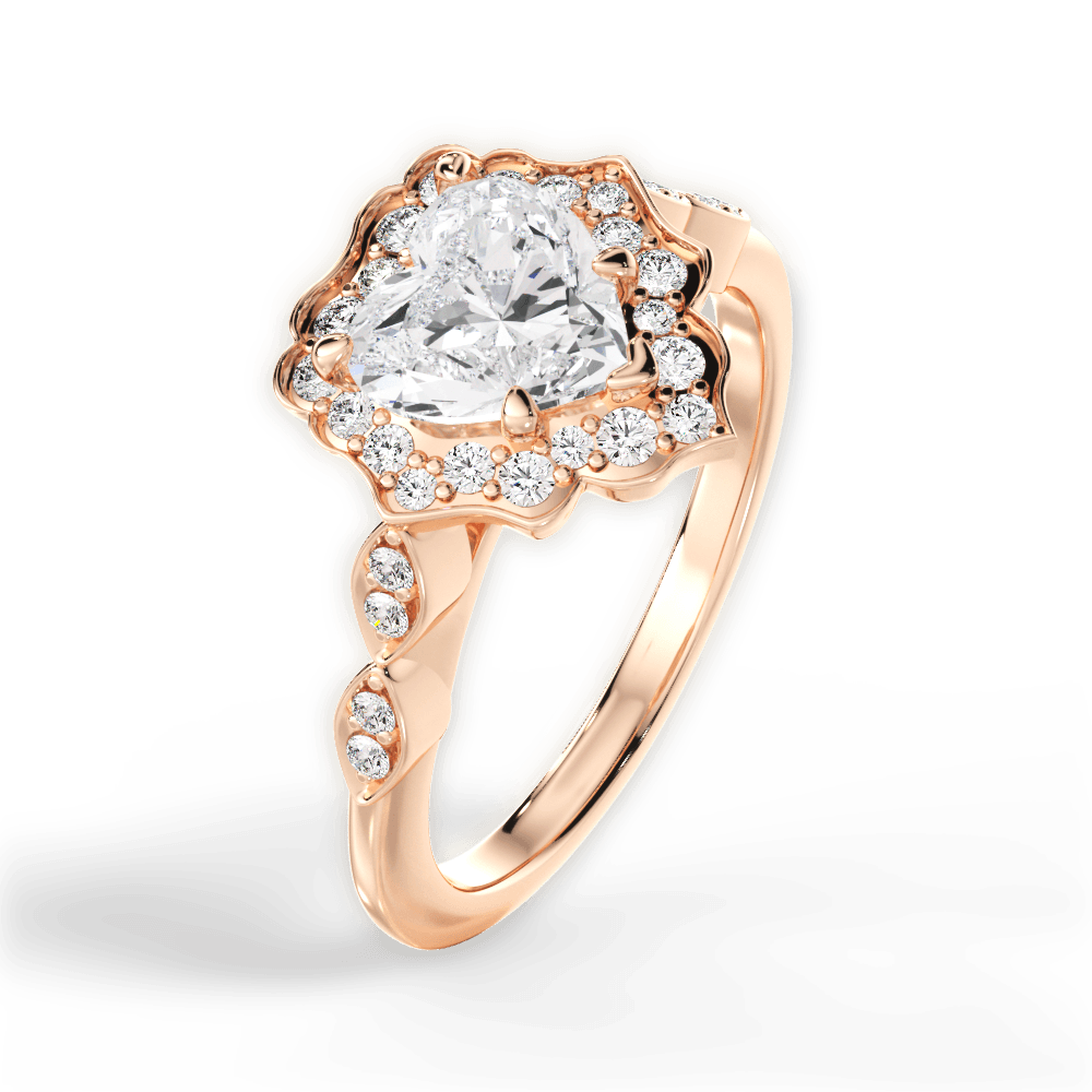 Julie Heart Cut Lab Grown Diamond 18Kt Rose Gold Engagement Ring - View 2