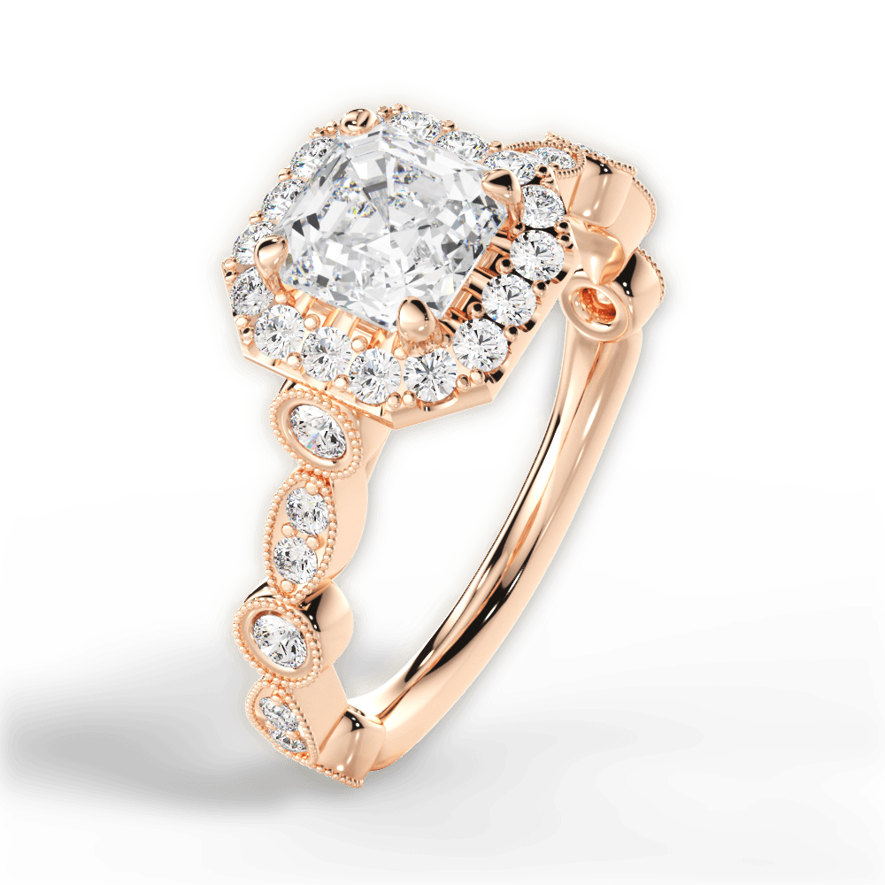 Irene Asscher Cut Lab Grown Diamond 18Kt Rose Gold Engagement Ring - View 2