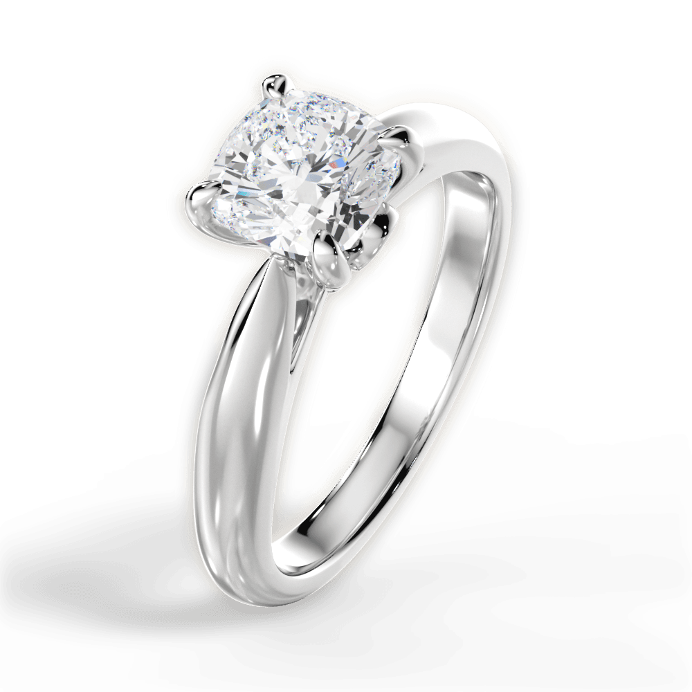 Beverly Cushion Cut Lab Grown Diamond 14Kt White Gold Engagement Ring - View 4