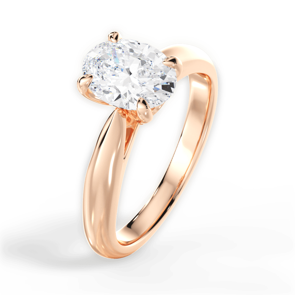 Dolores Oval Cut Lab Grown Diamond 18Kt Rose Gold Engagement Ring - View 4