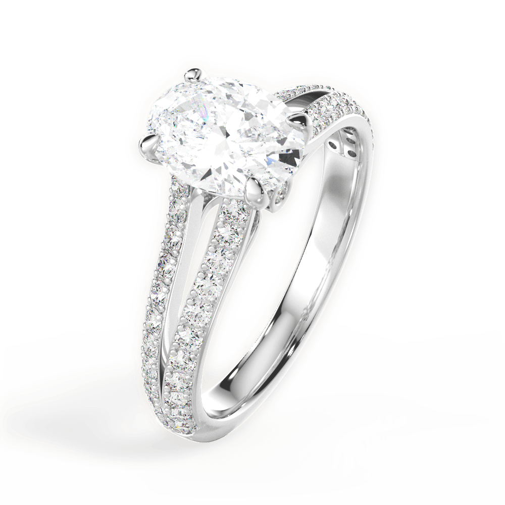 Kendra Oval Cut Lab Grown Diamond Platinum Engagement Ring - View 2