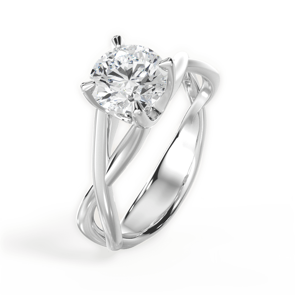 Aubrey Round Cut Lab Grown Diamond 18Kt White Gold Engagement Ring - View 3