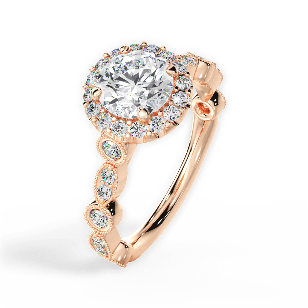 Irene Round Cut Lab Grown Diamond 18Kt Rose Gold Engagement Ring - View 3