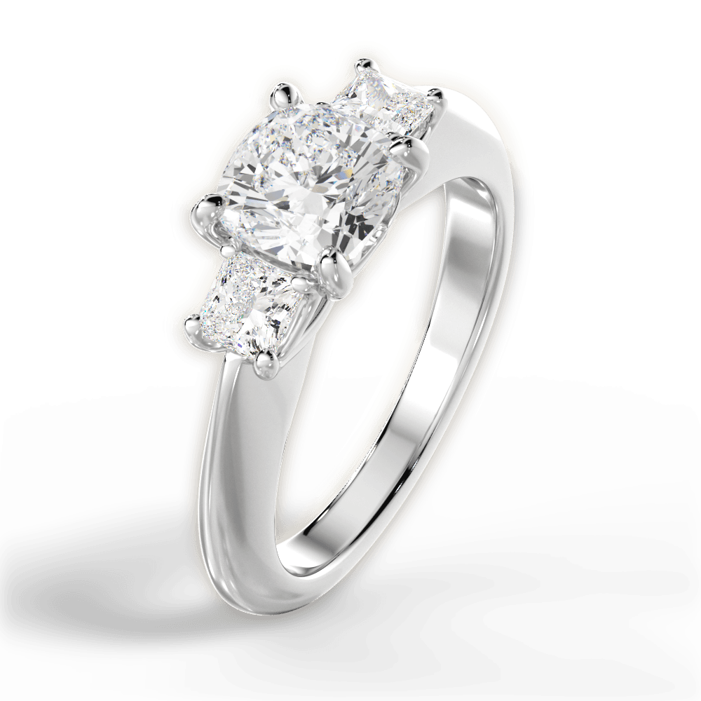 Dorothy Cushion Cut Lab Grown Diamond Platinum Engagement Ring - View 2