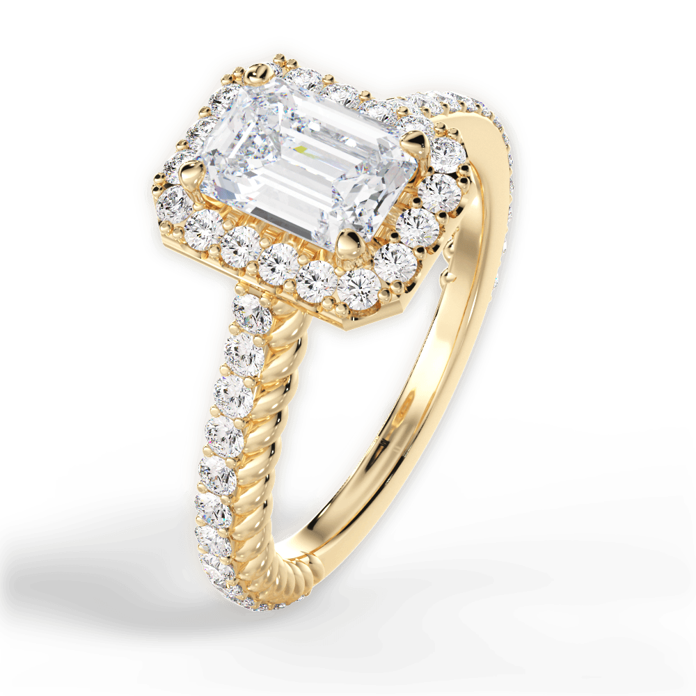 Kim Emerald Cut Lab Grown Diamond 18Kt Yellow Gold Engagement Ring - View 4