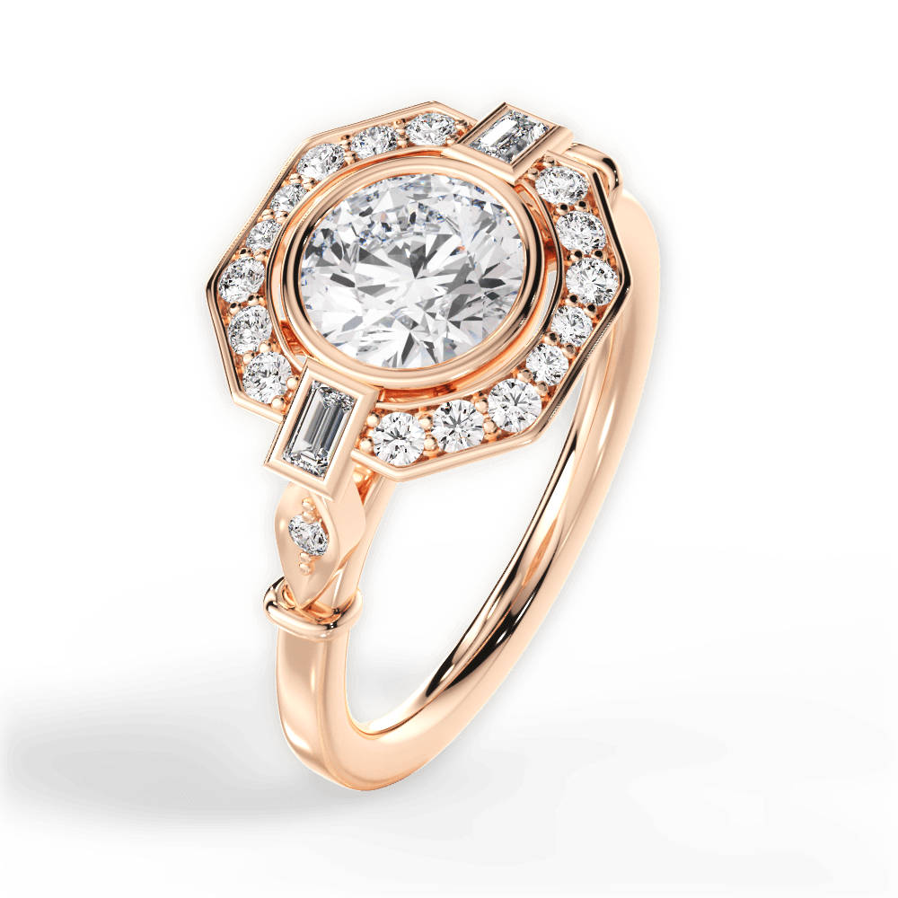 Jenna Round Cut Lab Grown Diamond 18Kt Rose Gold Engagement Ring - View 3