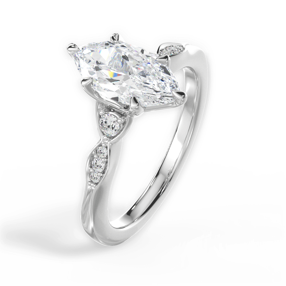 Cassie Marquise Cut Lab Grown Diamond 14Kt White Gold Engagement Ring - View 4