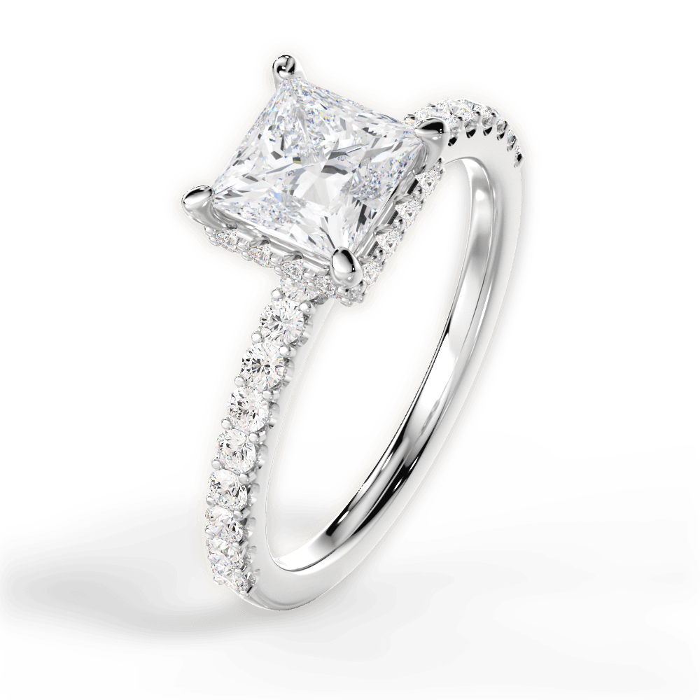 Isabella Princess Cut Lab Grown Diamond Platinum Engagement Ring - View 3