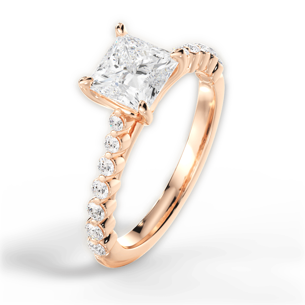 Dana Princess Cut Lab Grown Diamond 18Kt Rose Gold Engagement Ring - View 2