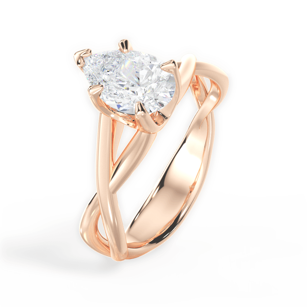 Aubrey Pear Cut Lab Grown Diamond 18Kt Rose Gold Engagement Ring - View 4