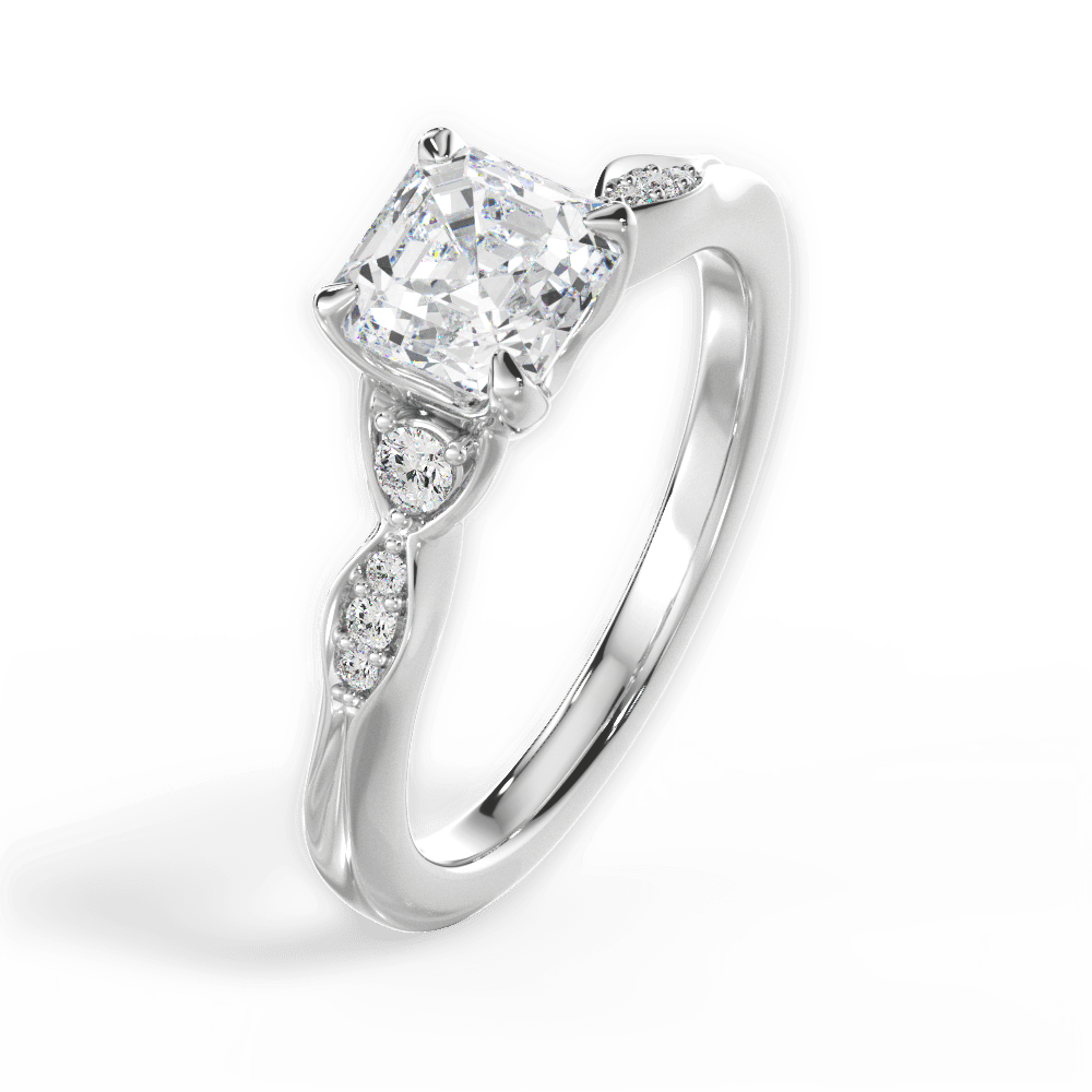 Cassie Asscher Cut Lab Grown Diamond 14Kt White Gold Engagement Ring - View 3
