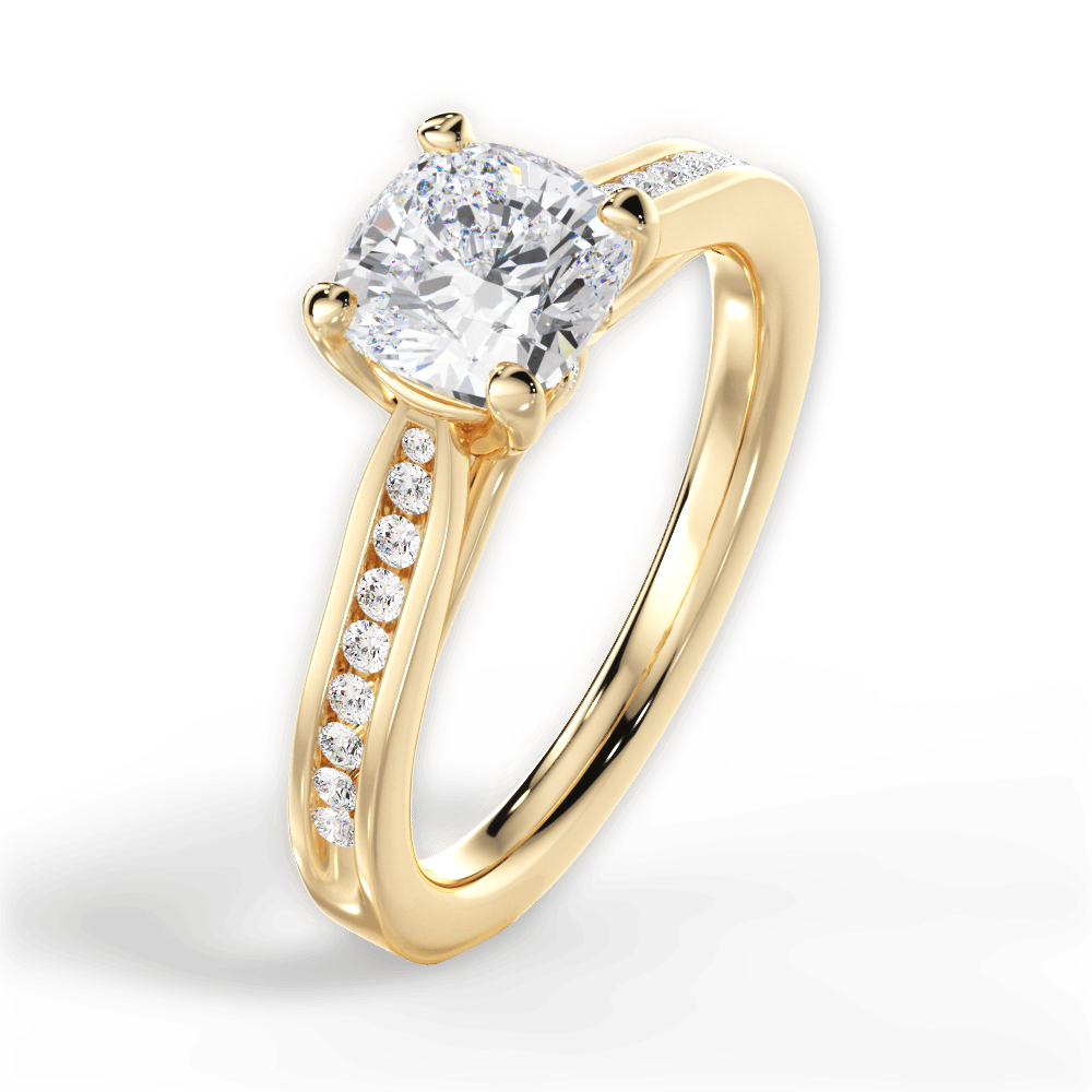 Elena Cushion Cut Lab Grown Diamond 18Kt Yellow Gold Engagement Ring - View 4