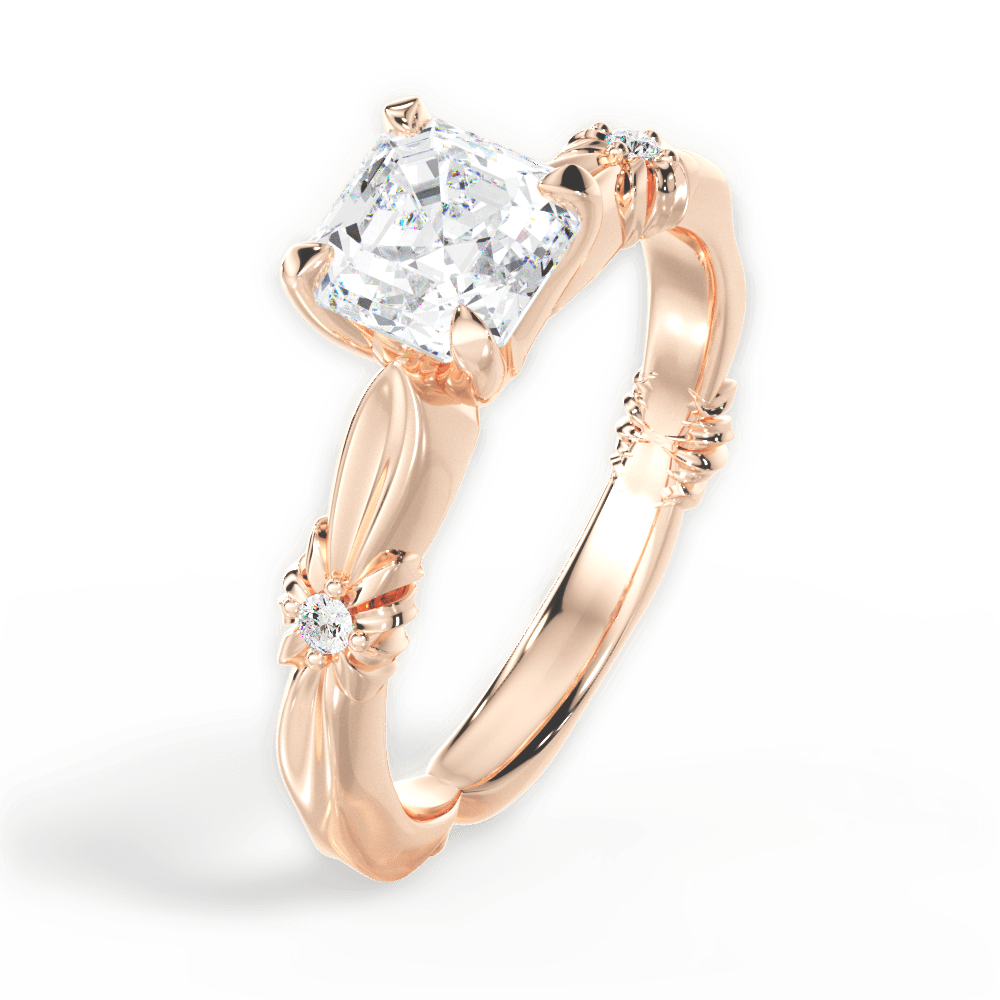 Claire Asscher Cut Lab Grown Diamond 18Kt Rose Gold Engagement Ring - View 3