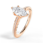 Caroline Marquise Cut Lab Grown Diamond 18Kt Rose Gold Engagement Ring - View 2