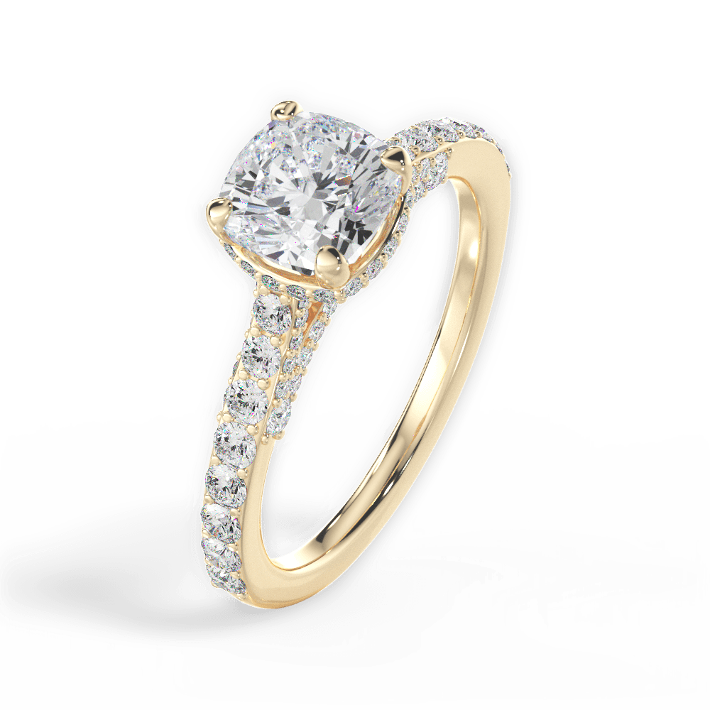 Laura Cushion Cut Lab Grown Diamond 18Kt Yellow Gold Engagement Ring - View 4