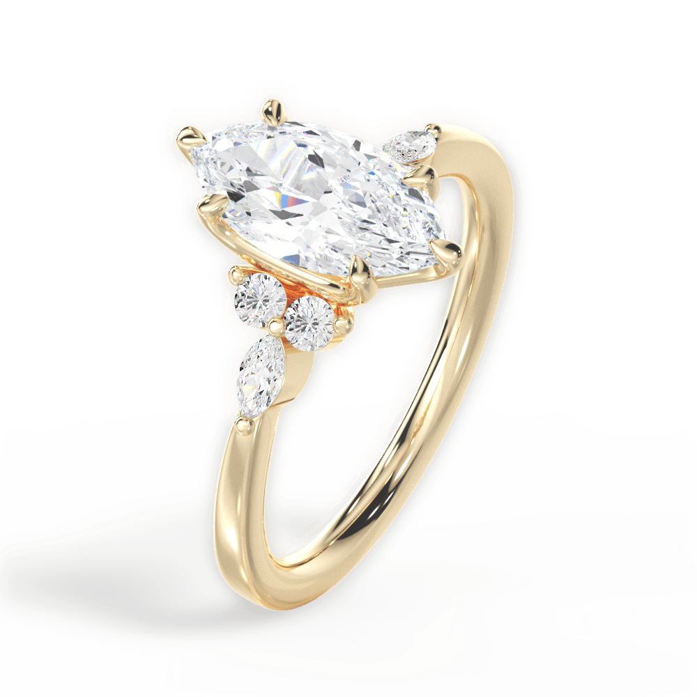 Cynthia Marquise Cut Lab Grown Diamond 18Kt Yellow Gold Engagement Ring - View 3
