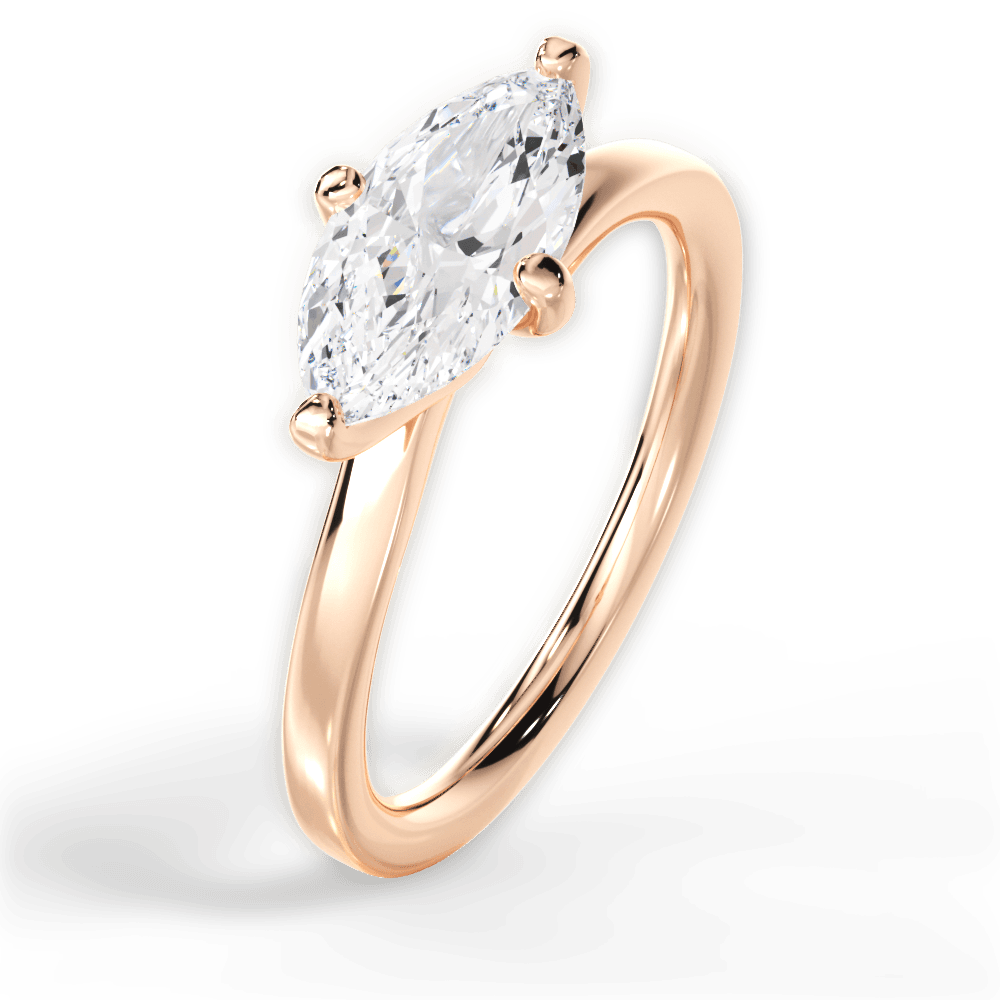 Ashley Marquise Cut Lab Grown Diamond 18Kt Rose Gold Engagement Ring - View 2
