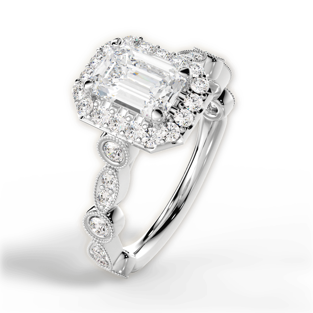 Irene Emerald Cut Lab Grown Diamond Platinum Engagement Ring - View 3