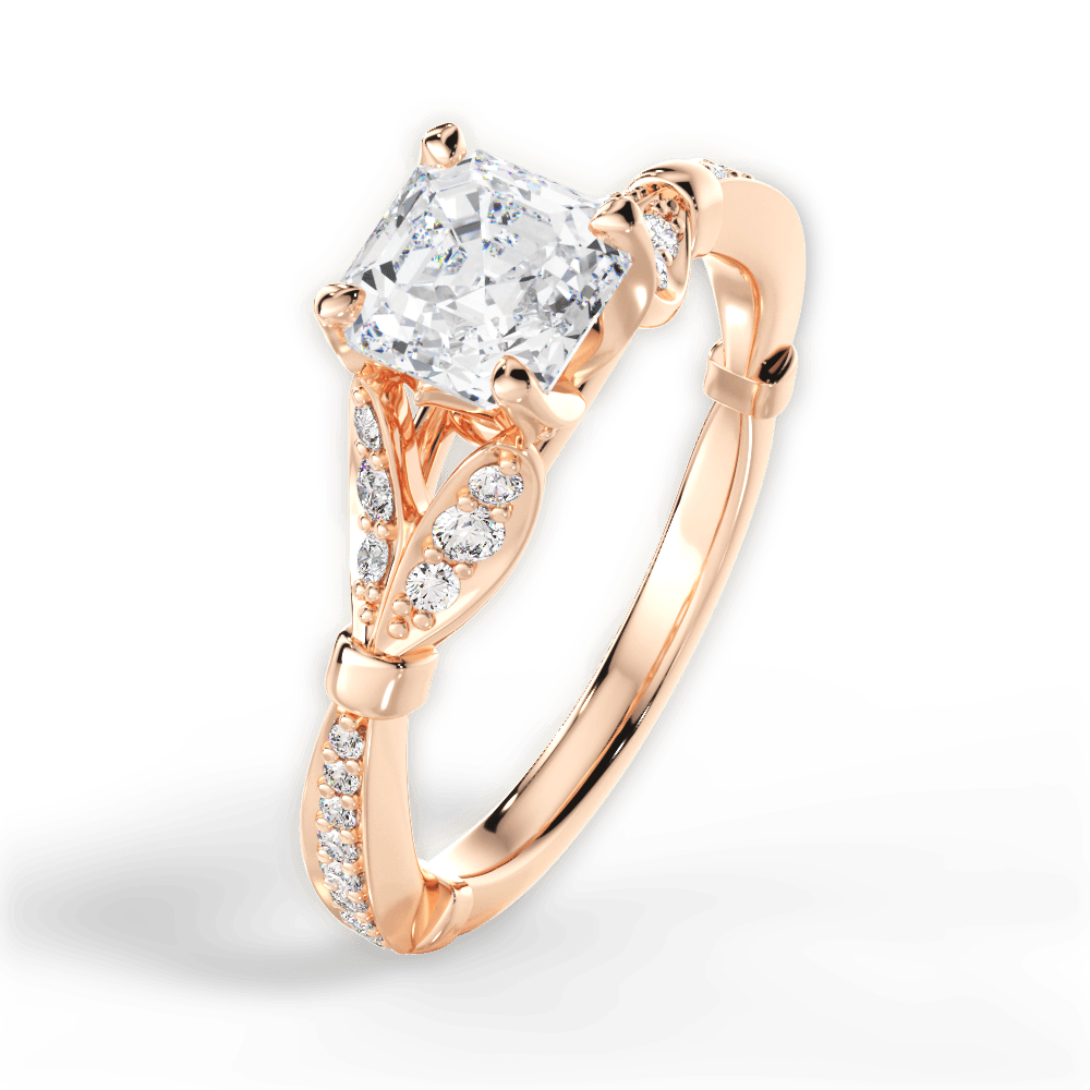 Geraldine Asscher Cut Lab Grown Diamond 18Kt Rose Gold Engagement Ring - View 3