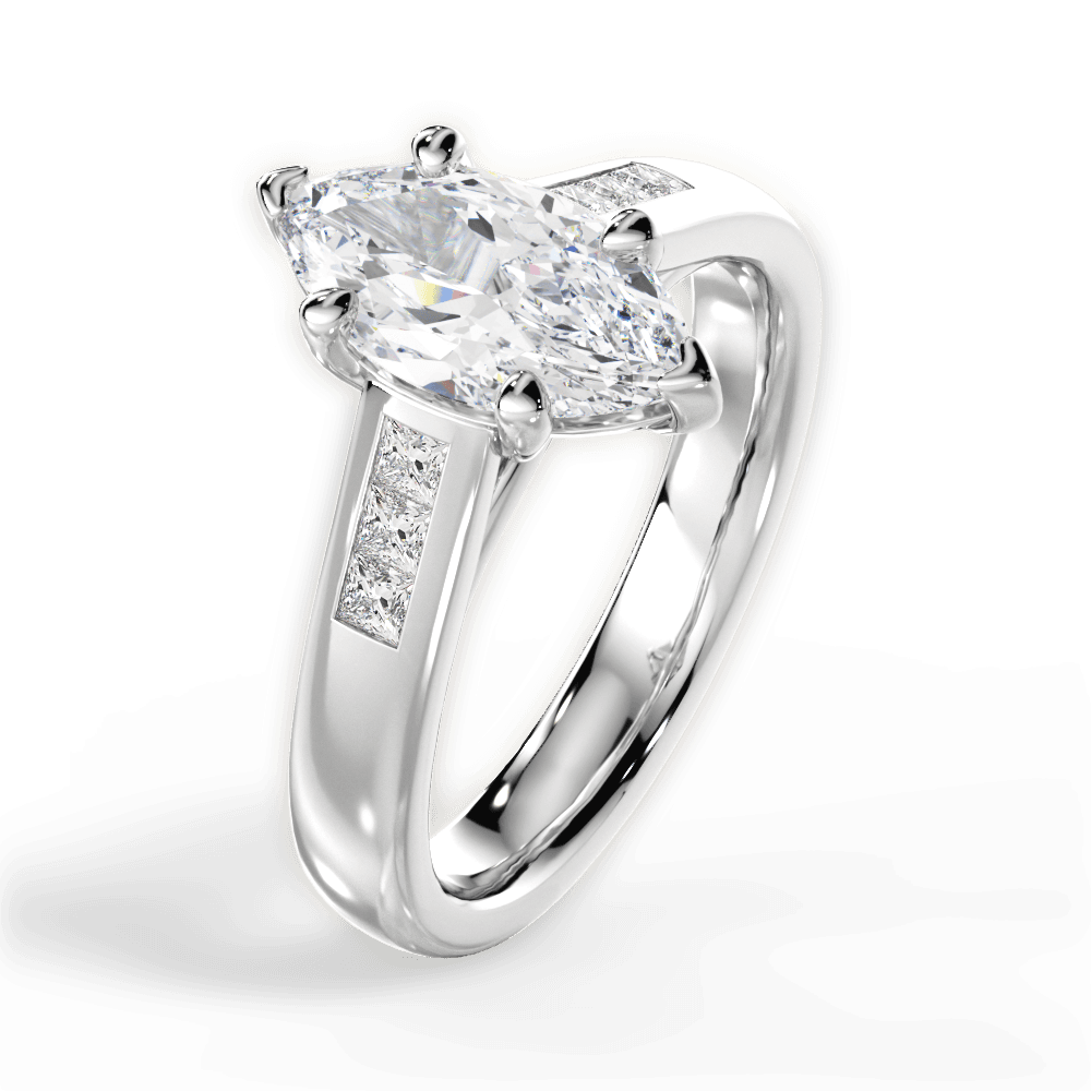 Brittany Marquise Cut Lab Grown Diamond 14Kt White Gold Engagement Ring - View 4