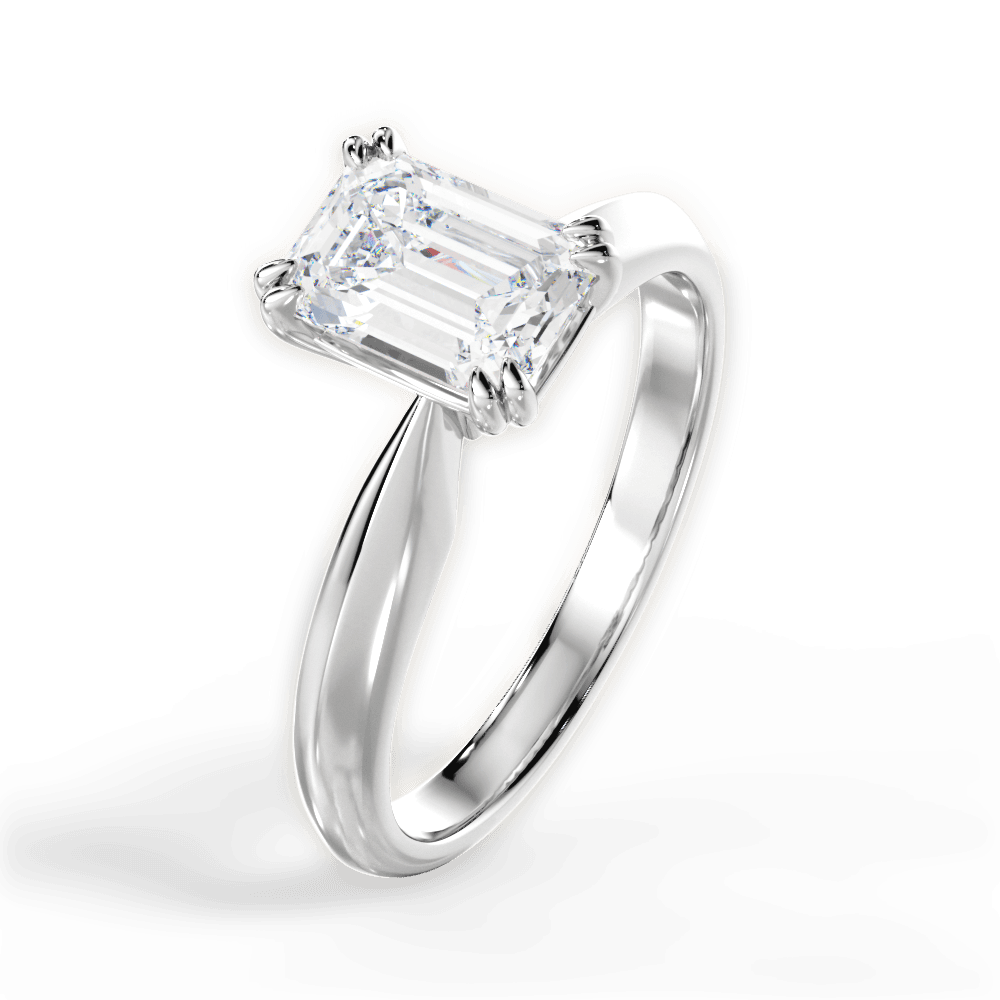 Anastasia Emerald Cut Lab Grown Diamond Platinum Engagement Ring - View 2