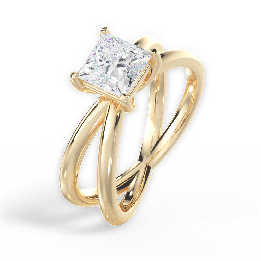 Ada Princess Cut Lab Grown Diamond 18Kt Yellow Gold Engagement Ring - View 4