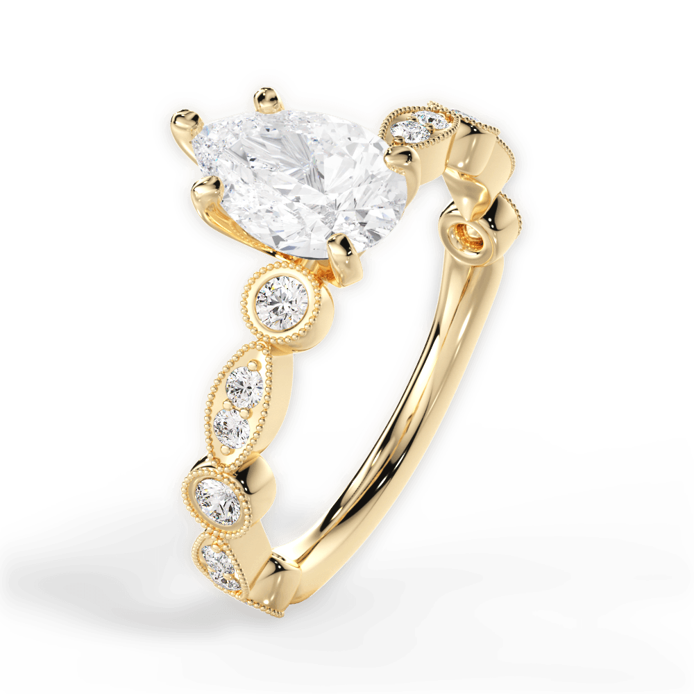 Edith Pear Cut Lab Grown Diamond 18Kt Yellow Gold Engagement Ring - View 4