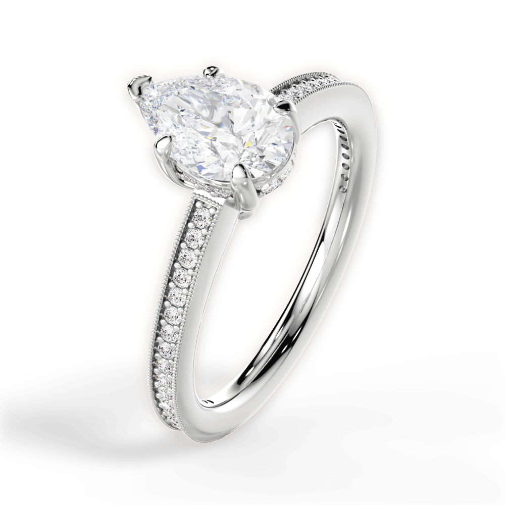 Janet Pear Cut Lab Grown Diamond Platinum Engagement Ring - View 4