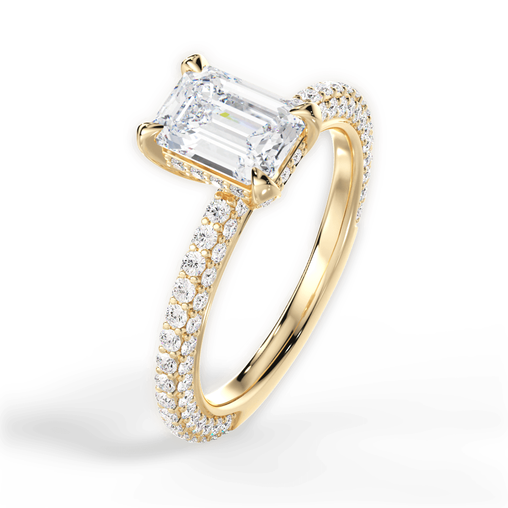 Madeline Emerald Cut Lab Grown Diamond 18Kt Yellow Gold Engagement Ring - View 3