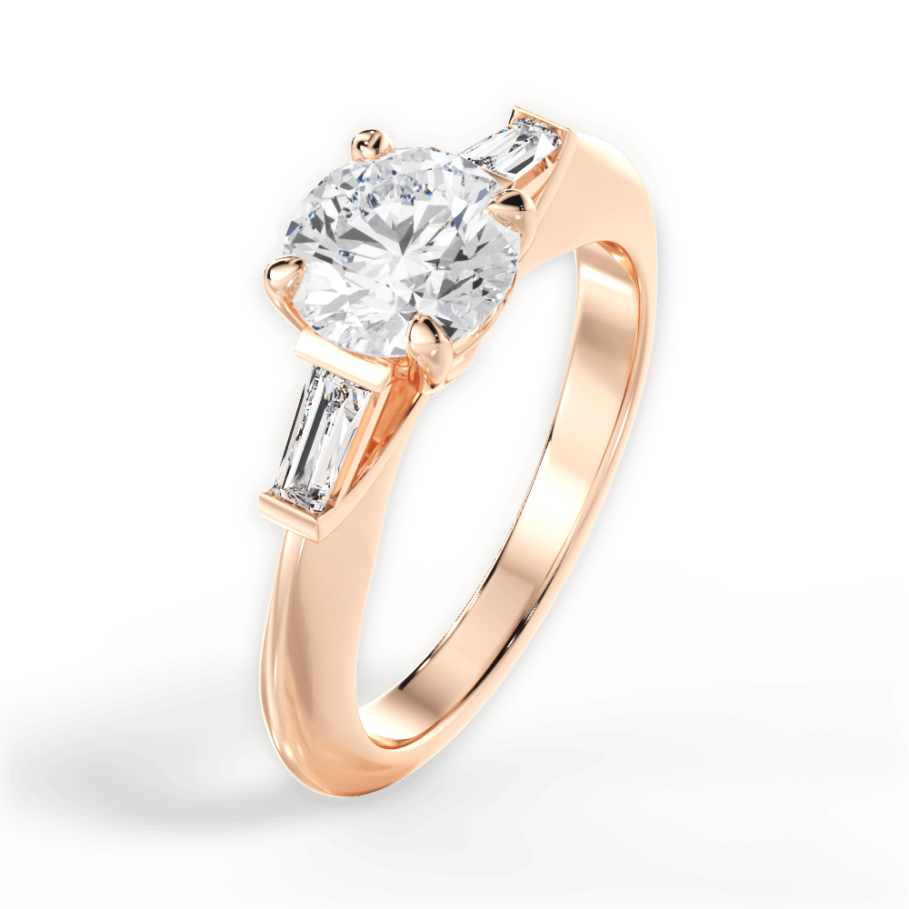 Emily Round Cut Lab Grown Diamond 18Kt Rose Gold Engagement Ring - View 3