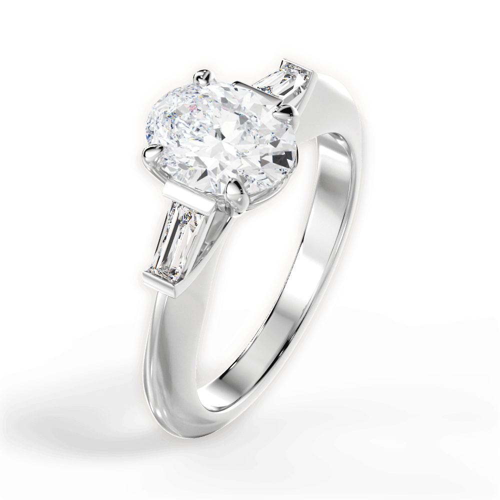 Emily Oval Cut Lab Grown Diamond Platinum Engagement Ring - View 2