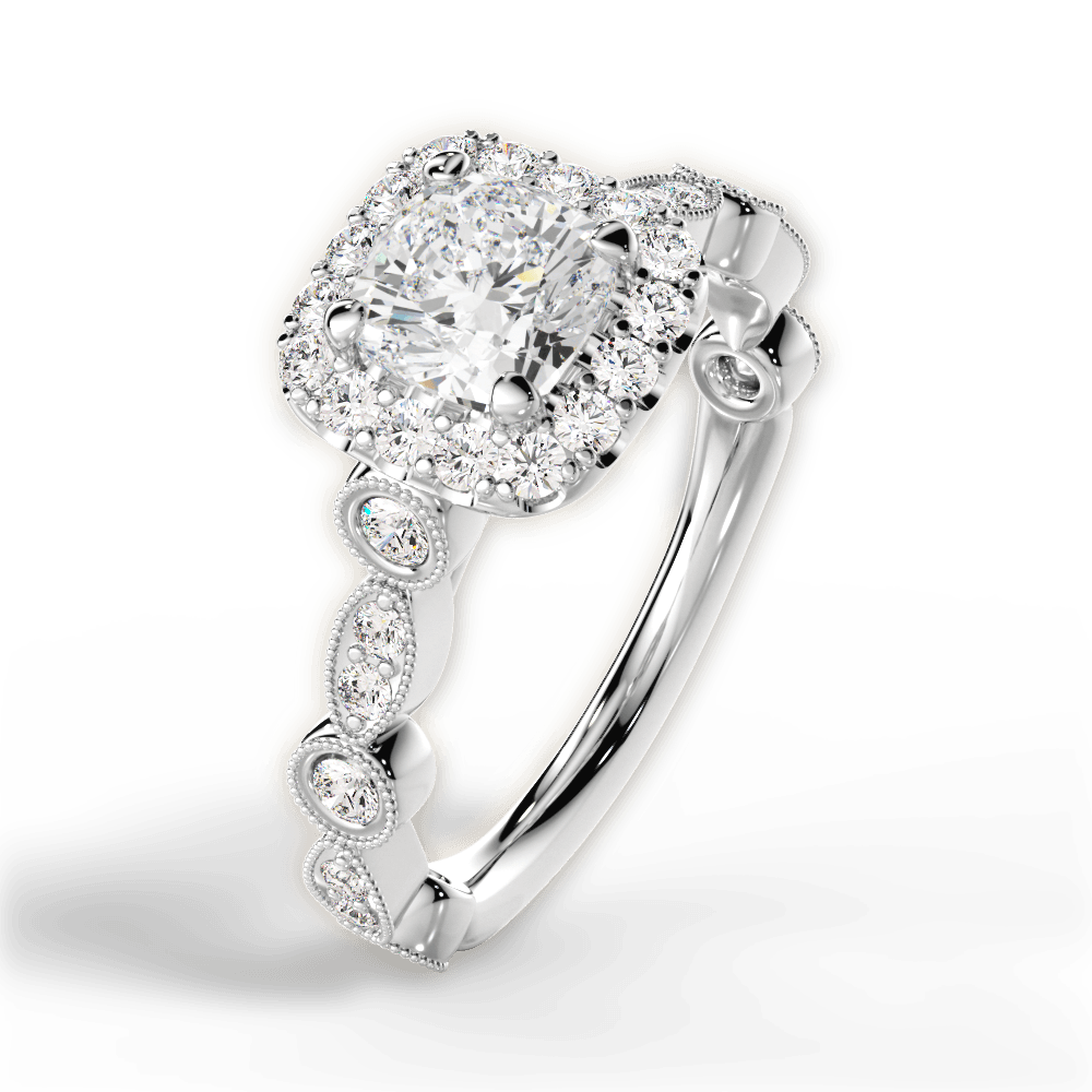 Irene Cushion Cut Lab Grown Diamond Platinum Engagement Ring - View 3