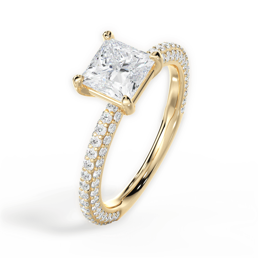 Kristen Princess Cut Lab Grown Diamond 18Kt Yellow Gold Engagement Ring - View 3