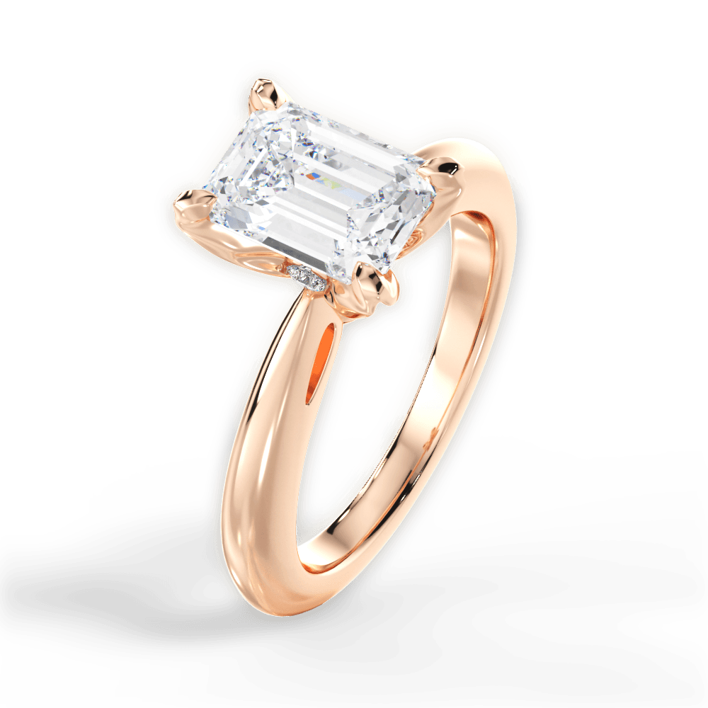 Elaine Emerald Cut Lab Grown Diamond 18Kt Rose Gold Engagement Ring - View 2