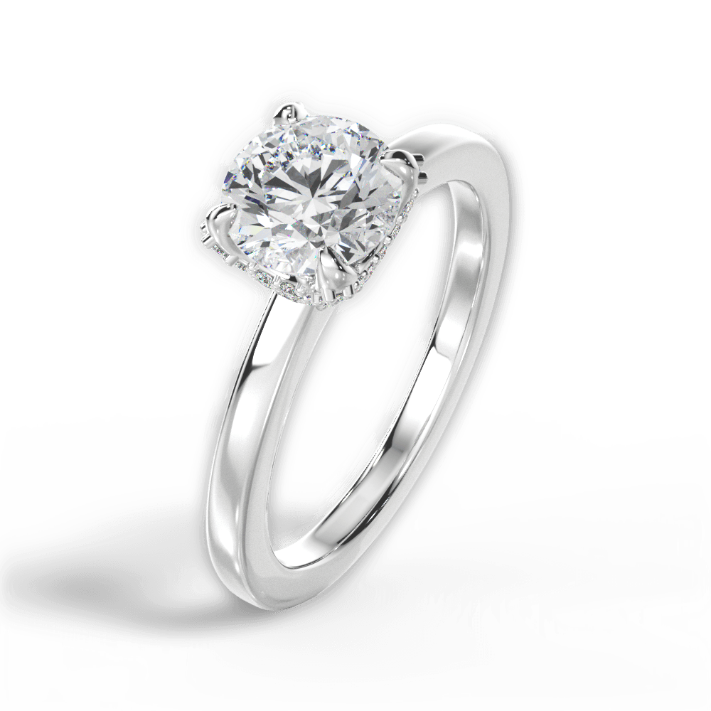 Gemma Round Cut Lab Grown Diamond 14Kt White Gold Engagement Ring - View 2
