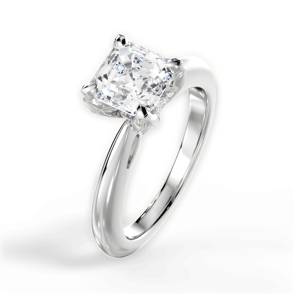 Elaine Asscher Cut Lab Grown Diamond Platinum Engagement Ring - View 3