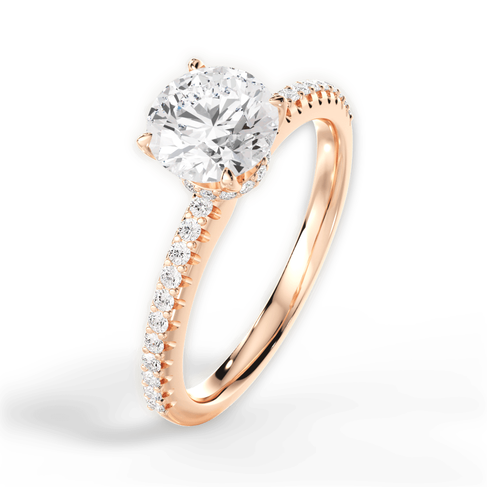 Giselle Round Cut Lab Grown Diamond 18Kt Rose Gold Engagement Ring - View 3
