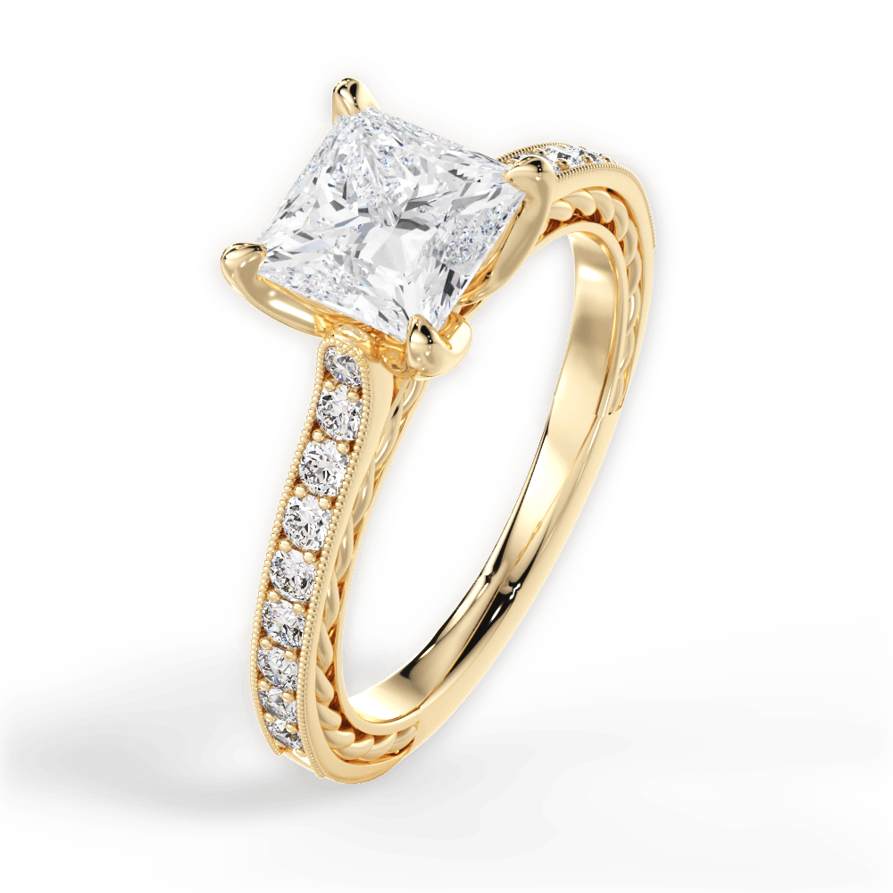 Gilda Princess Cut Lab Grown Diamond 18Kt Yellow Gold Engagement Ring - View 2