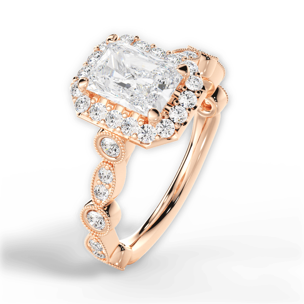 Irene Radiant Cut Lab Grown Diamond 18Kt Rose Gold Engagement Ring - View 3