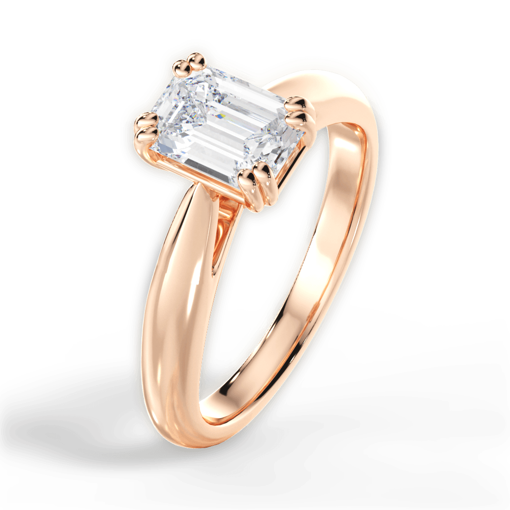 Gillian Emerald Cut Lab Grown Diamond 18Kt Rose Gold Engagement Ring - View 4