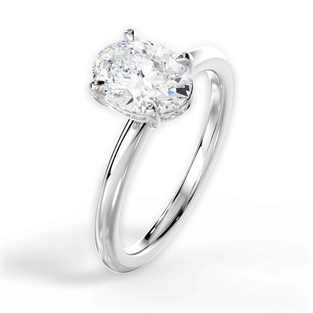 Brenda Oval Cut Lab Grown Diamond 18Kt White Gold Engagement Ring - View 4