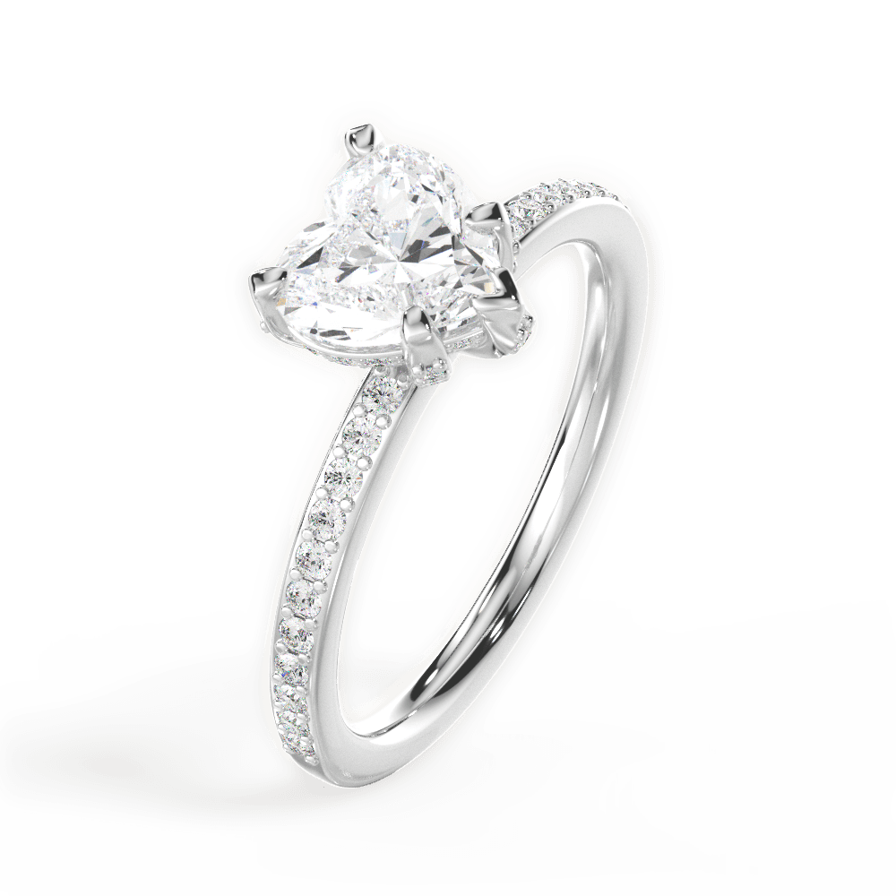Janice Heart Cut Lab Grown Diamond 14Kt White Gold Engagement Ring - View 3