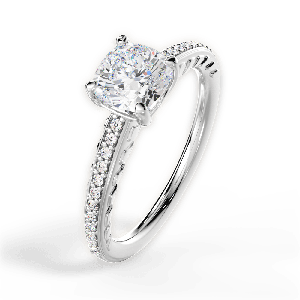Caroline Cushion Cut Lab Grown Diamond 14Kt White Gold Engagement Ring - View 4