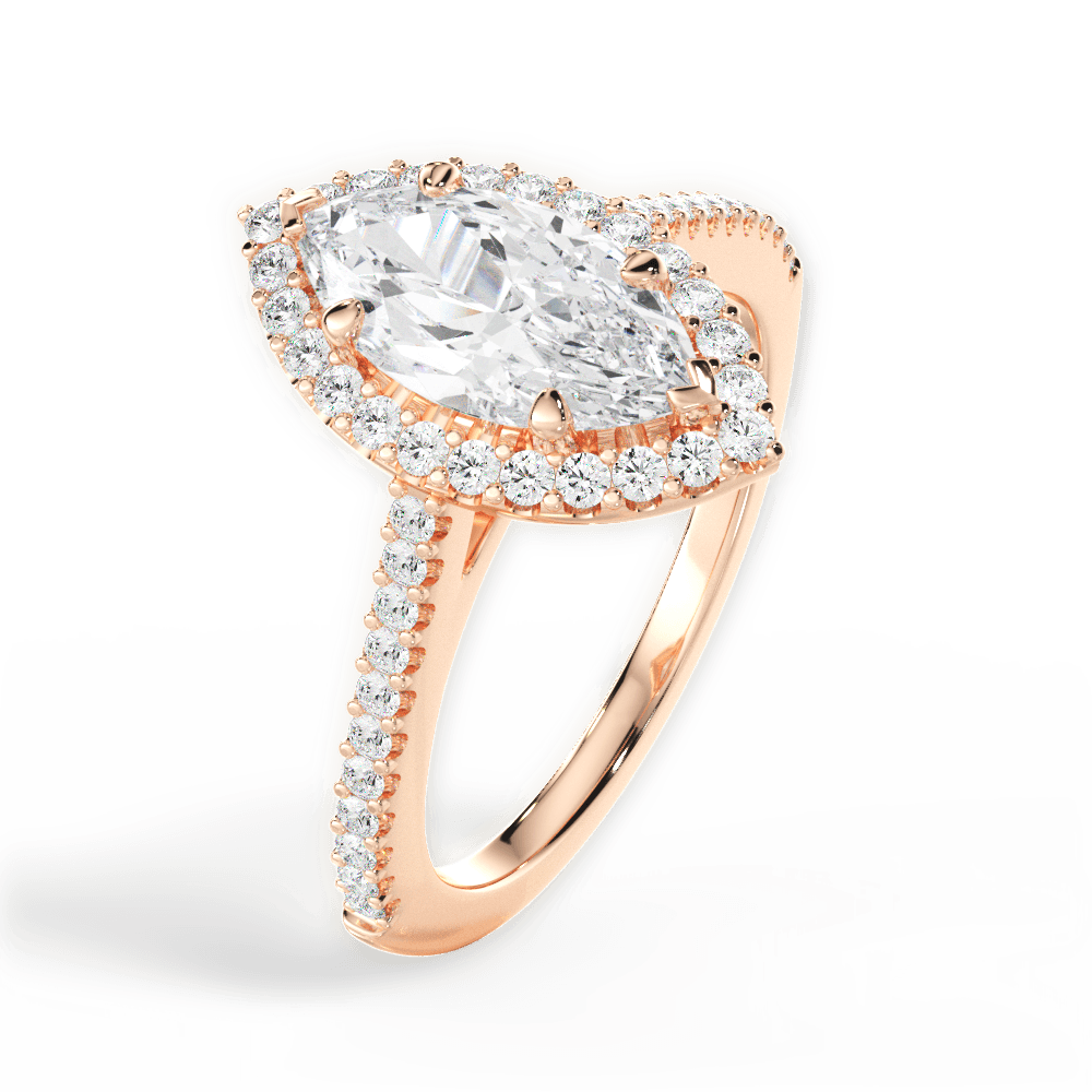 Jeanne Marquise Cut Lab Grown Diamond 18Kt Rose Gold Engagement Ring - View 3