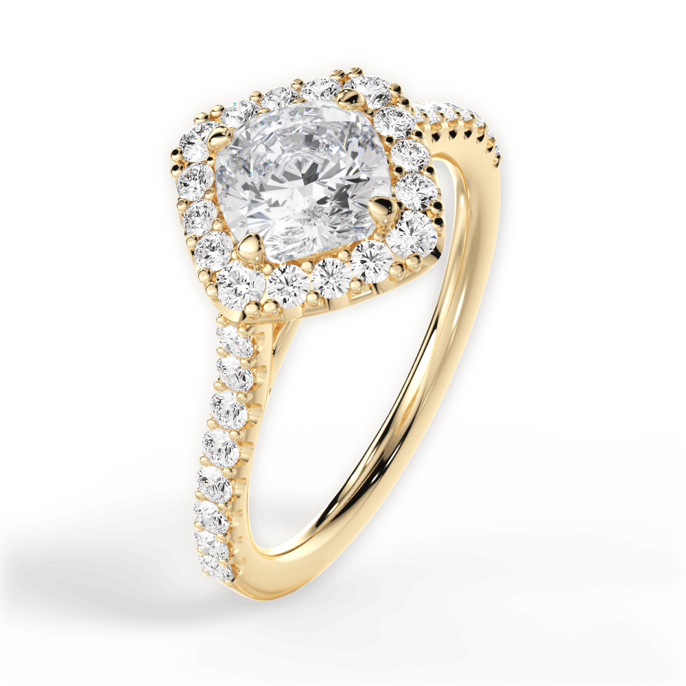Jackie Cushion Cut Lab Grown Diamond 18Kt Yellow Gold Engagement Ring - View 4