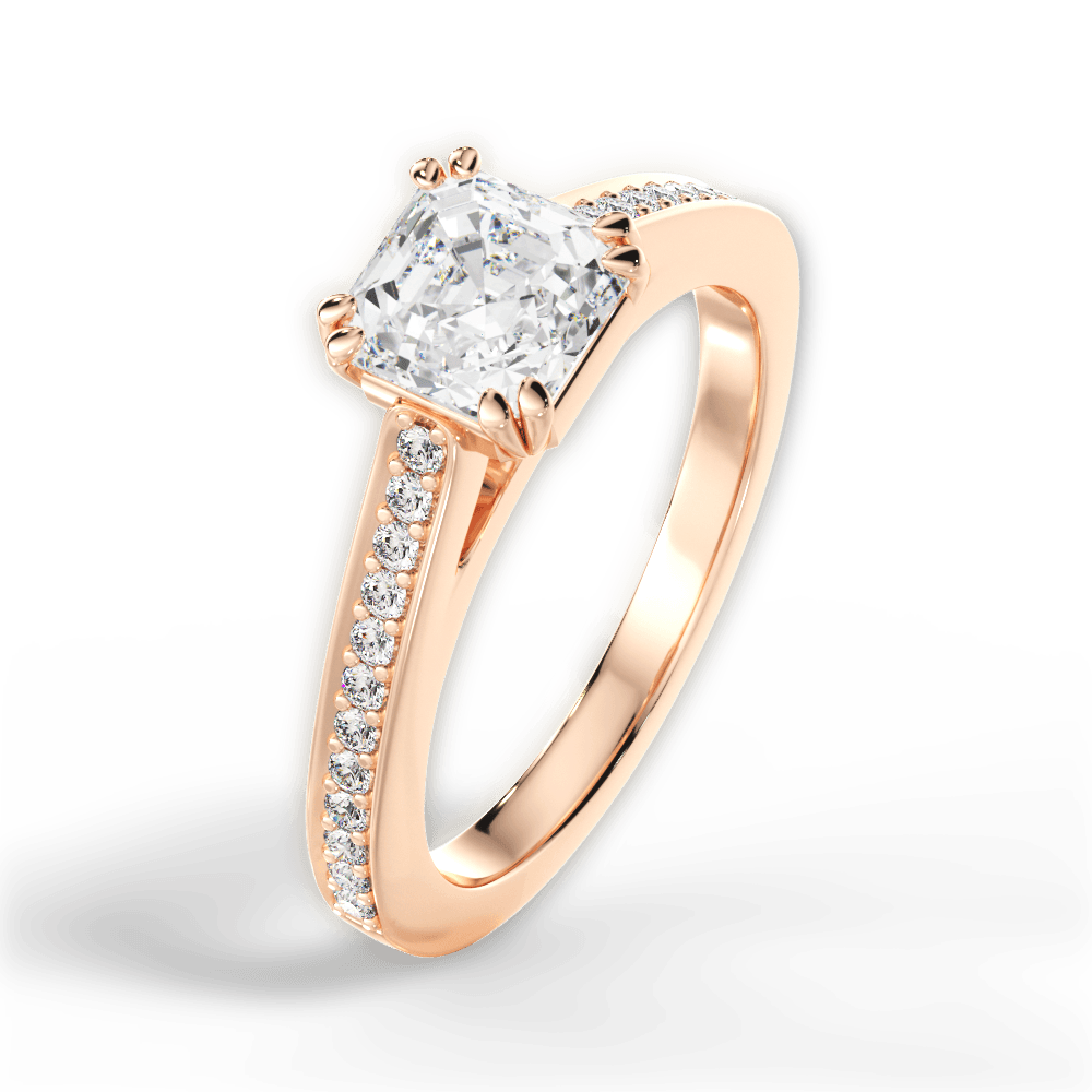 Denise Asscher Cut Lab Grown Diamond 18Kt Rose Gold Engagement Ring - View 2